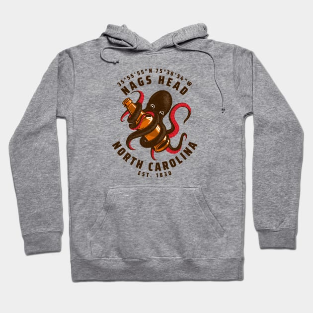 Nags Head, NC Octopus Summer Vacation Hoodie by Contentarama